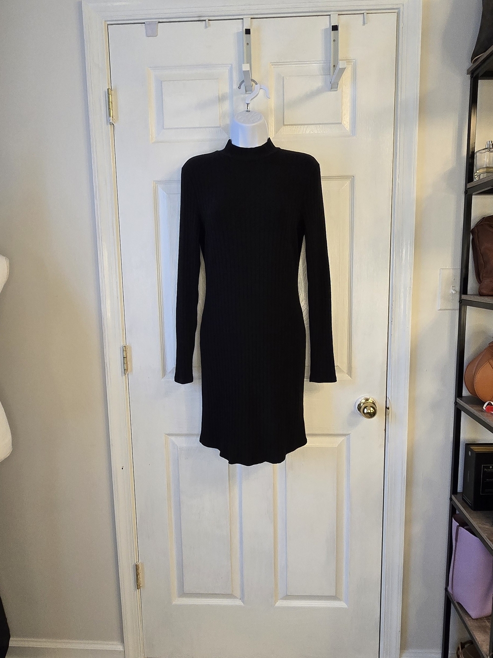 Bella Dahl Black Long-Sleeve Ribbed Knit Dress Small Goth Whimsigoth Emo NWOT